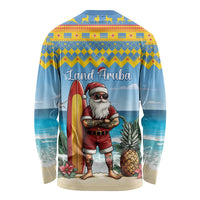 Aruba Christmas Long Sleeve Shirt Surfing Santa Bon Pasco - Wonder Print Shop