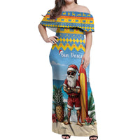 Aruba Christmas Off Shoulder Maxi Dress Surfing Santa Bon Pasco - Wonder Print Shop