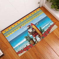 Aruba Christmas Rubber Doormat Surfing Santa Bon Pasco - Wonder Print Shop