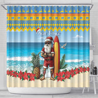 Aruba Christmas Shower Curtain Surfing Santa Bon Pasco