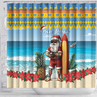 Aruba Christmas Shower Curtain Surfing Santa Bon Pasco