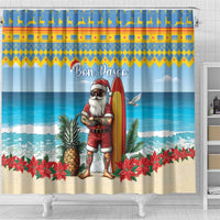 Aruba Christmas Shower Curtain Surfing Santa Bon Pasco