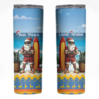 Aruba Christmas Skinny Tumbler Surfing Santa Bon Pasco - Wonder Print Shop
