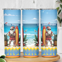 Aruba Christmas Skinny Tumbler Surfing Santa Bon Pasco - Wonder Print Shop