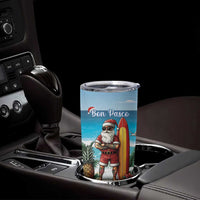Aruba Christmas Tumbler Cup Surfing Santa Bon Pasco - Wonder Print Shop