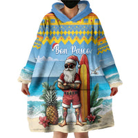 Aruba Christmas Wearable Blanket Hoodie Surfing Santa Bon Pasco - Wonder Print Shop