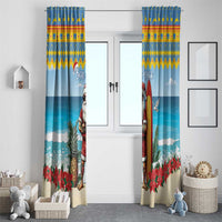 Aruba Christmas Window Curtain Surfing Santa Bon Pasco - Wonder Print Shop