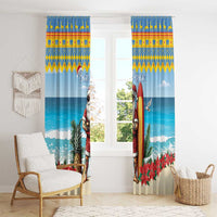 Aruba Christmas Window Curtain Surfing Santa Bon Pasco - Wonder Print Shop