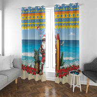 Aruba Christmas Window Curtain Surfing Santa Bon Pasco - Wonder Print Shop