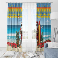 Aruba Christmas Window Curtain Surfing Santa Bon Pasco - Wonder Print Shop