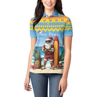 Aruba Christmas Women Polo Shirt Surfing Santa Bon Pasco - Wonder Print Shop