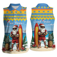 Aruba Christmas Women Sleeveless Polo Shirt Surfing Santa Bon Pasco - Wonder Print Shop