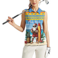Aruba Christmas Women Sleeveless Polo Shirt Surfing Santa Bon Pasco - Wonder Print Shop