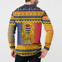 Chad Christmas Button Sweatshirt Coat Of Arms Merry Christmas - Wonder Print Shop