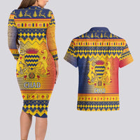 Chad Christmas Couples Matching Long Sleeve Bodycon Dress and Hawaiian Shirt Coat Of Arms Merry Christmas - Wonder Print Shop