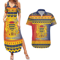 Chad Christmas Couples Matching Summer Maxi Dress and Hawaiian Shirt Coat Of Arms Merry Christmas - Wonder Print Shop