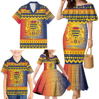 Chad Christmas Family Matching Mermaid Dress and Hawaiian Shirt Coat Of Arms Merry Christmas - Wonder Print Shop