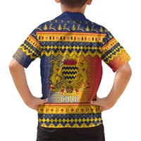 Chad Christmas Family Matching Short Sleeve Bodycon Dress and Hawaiian Shirt Coat Of Arms Merry Christmas - Wonder Print Shop