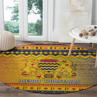 Chad Christmas Round Carpet Coat Of Arms Merry Christmas