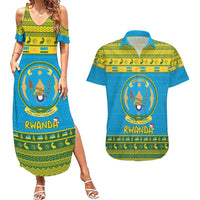 Rwanda Christmas Couples Matching Summer Maxi Dress and Hawaiian Shirt Coat Of Arms Noheli Nziza - Wonder Print Shop