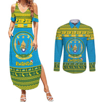 Rwanda Christmas Couples Matching Summer Maxi Dress and Long Sleeve Button Shirt Coat Of Arms Noheli Nziza - Wonder Print Shop