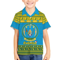 Rwanda Christmas Family Matching Off The Shoulder Long Sleeve Dress and Hawaiian Shirt Coat Of Arms Noheli Nziza - Wonder Print Shop