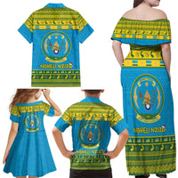 Rwanda Christmas Family Matching Off Shoulder Maxi Dress and Hawaiian Shirt Coat Of Arms Noheli Nziza - Wonder Print Shop