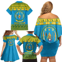 Rwanda Christmas Family Matching Off Shoulder Short Dress and Hawaiian Shirt Coat Of Arms Noheli Nziza - Wonder Print Shop