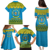 Rwanda Christmas Family Matching Puletasi and Hawaiian Shirt Coat Of Arms Noheli Nziza - Wonder Print Shop