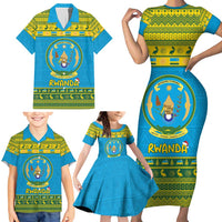 Rwanda Christmas Family Matching Short Sleeve Bodycon Dress and Hawaiian Shirt Coat Of Arms Noheli Nziza - Wonder Print Shop