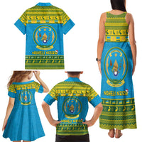 Rwanda Christmas Family Matching Tank Maxi Dress and Hawaiian Shirt Coat Of Arms Noheli Nziza - Wonder Print Shop