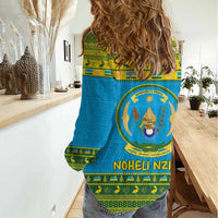 Rwanda Christmas Women Casual Shirt Coat Of Arms Noheli Nziza - Wonder Print Shop