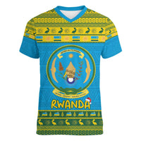 Rwanda Christmas Women V-Neck T-Shirt Coat Of Arms Noheli Nziza - Wonder Print Shop