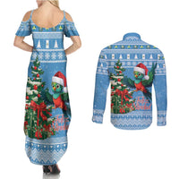 Guatemala Christmas Couples Matching Summer Maxi Dress and Long Sleeve Button Shirt Quetzal Feliz Navidad - Wonder Print Shop