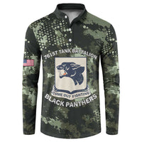 761st Tank Battalion Black Panthers Button Sweatshirt WWII Military Camouflage