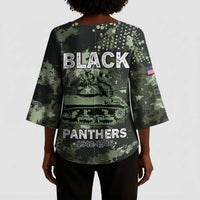 761st Tank Battalion Black Panthers Kimono Sleeve Blouse WWII Military Camouflage - Wonder Print Shop