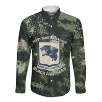 761st Tank Battalion Black Panthers Long Sleeve Button Shirt WWII Military Camouflage - Wonder Print Shop