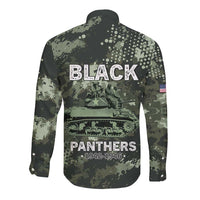 761st Tank Battalion Black Panthers Long Sleeve Button Shirt WWII Military Camouflage - Wonder Print Shop