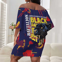 761st Tank Battalion Black Panthers Off Shoulder Short Dress Legendary African American WWII - Wonder Print Shop