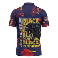 761st Tank Battalion Black Panthers Zipper Polo Shirt Legendary African American WWII - Wonder Print Shop