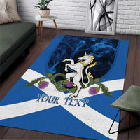 Personalised Unicorn Scotland Area Rug Scottish Saltire With Thistle