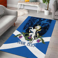 Personalised Unicorn Scotland Area Rug Scottish Saltire With Thistle