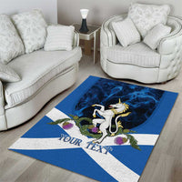 Personalised Unicorn Scotland Area Rug Scottish Saltire With Thistle