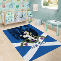 Personalised Unicorn Scotland Area Rug Scottish Saltire With Thistle
