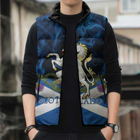 Personalised Unicorn Scotland Sleeveless Puffer Jacket Scottish Saltire With Thistle