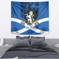 Personalised Unicorn Scotland Tapestry Scottish Saltire With Thistle