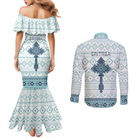 Eritrea Couples Matching Mermaid Dress and Long Sleeve Button Shirt Eritrean Cross Mix Tilet Pattern