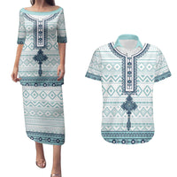 Eritrea Couples Matching Puletasi and Hawaiian Shirt Eritrean Cross Mix Tilet Pattern - Wonder Print Shop