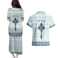 Eritrea Couples Matching Puletasi and Hawaiian Shirt Eritrean Cross Mix Tilet Pattern - Wonder Print Shop