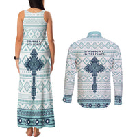 Eritrea Couples Matching Tank Maxi Dress and Long Sleeve Button Shirt Eritrean Cross Mix Tilet Pattern - Wonder Print Shop